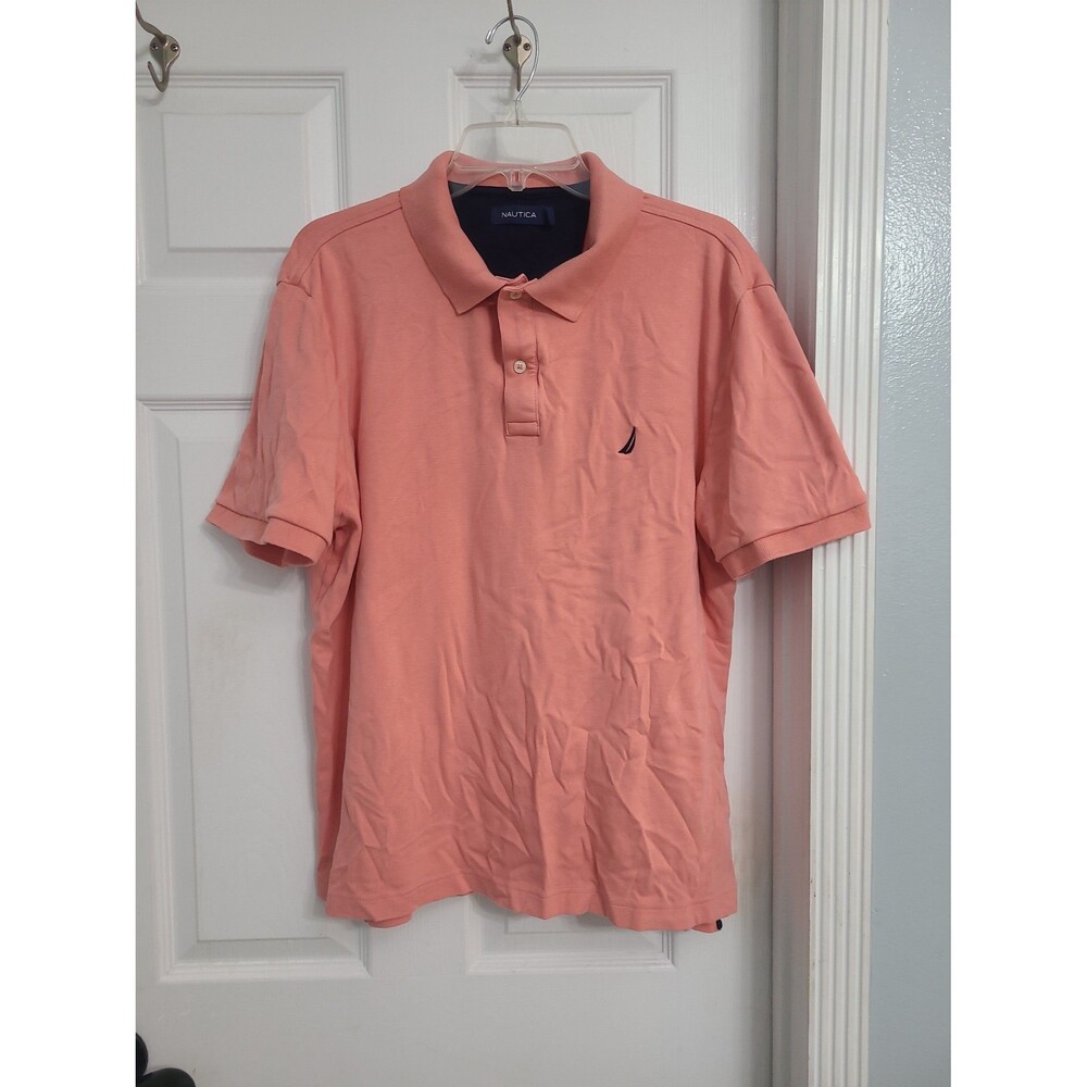 Nautica Size XL Coral Short Sleeve Golf Polo Shirt